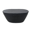 Josi 36 Inch Oval Drum Coffee Table, Hammered Design, Matte Black Metal By The Urban Port