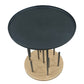 Neci 20 Inch Side End Table, Round Matte Black Tray Top, Modern Rod Supports with Brass Base By The Urban Port