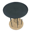 Neci 20 Inch Side End Table Round Matte Black Tray Top Modern Rod Supports with Brass Base By The Urban Port UPT-298835