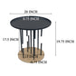 Neci 20 Inch Side End Table, Round Matte Black Tray Top, Modern Rod Supports with Brass Base By The Urban Port