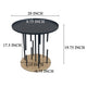 Neci 20 Inch Side End Table Round Matte Black Tray Top Modern Rod Supports with Brass Base By The Urban Port UPT-298835