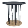 Neci 20 Inch Side End Table, Round Matte Black Tray Top, Modern Rod Supports with Brass Base By The Urban Port