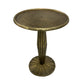 12 Inch Side End Drink Table Fancy Fluted Base Round Top Antique Brass The Urban Port UPT-298837