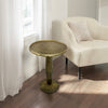 17 Inch Side End Drink Table, Fancy Fluted Base, Round Top, Antique Brass By The Urban Port