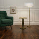 17 Inch Side End Drink Table, Fancy Fluted Base, Round Top, Antique Brass By The Urban Port