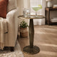 17 Inch Side End Drink Table, Fancy Fluted Base, Round Top, Antique Brass By The Urban Port