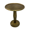 17 Inch Side End Drink Table, Fancy Fluted Base, Round Top, Antique Brass By The Urban Port
