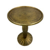 17 Inch Side End Drink Table, Fancy Fluted Base, Round Top, Antique Brass By The Urban Port