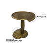17 Inch Side End Drink Table, Fancy Fluted Base, Round Top, Antique Brass By The Urban Port