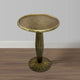 17 Inch Side End Drink Table, Fancy Fluted Base, Round Top, Antique Brass By The Urban Port