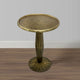 17 Inch Side End Drink Table, Fancy Fluted Base, Round Top, Antique Brass By The Urban Port