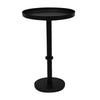 Ara 22 Inch Side End Table, Vintage Sleek Pillar Base, Round Tray Top, Matte Black By The Urban Port