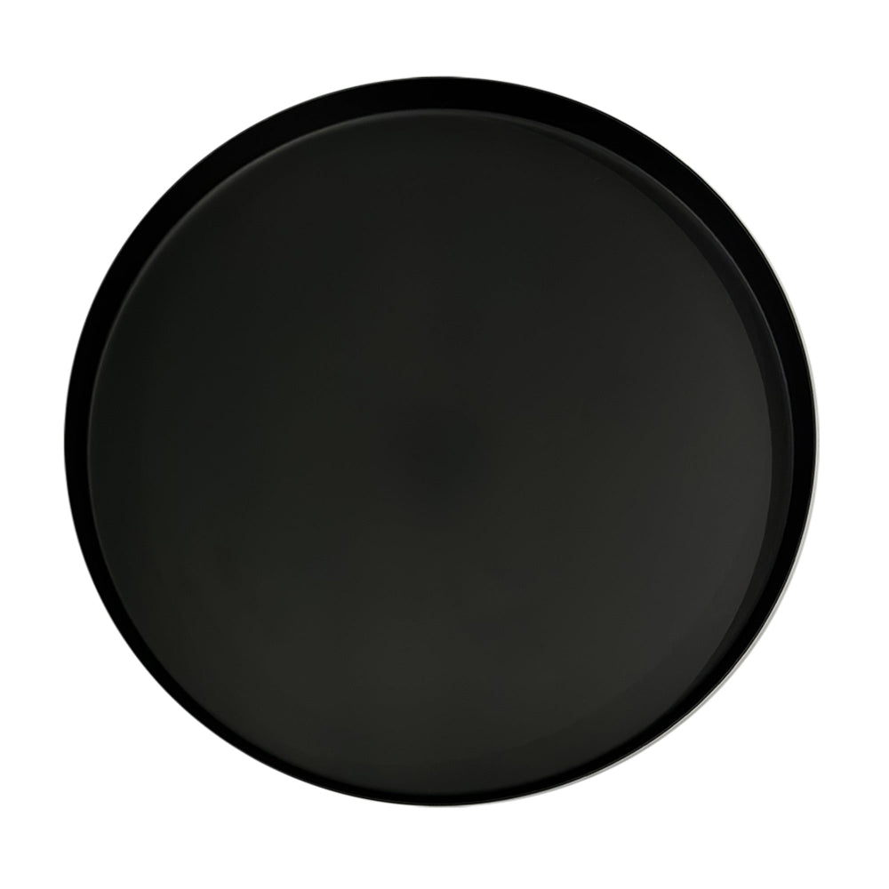 Ara 22 Inch Side End Table, Vintage Sleek Pillar Base, Round Tray Top, Matte Black By The Urban Port