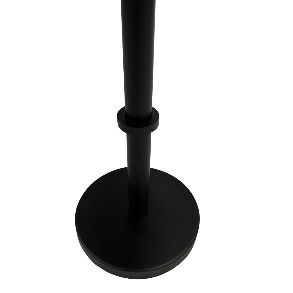 Ara 22 Inch Side End Table, Vintage Sleek Pillar Base, Round Tray Top, Matte Black By The Urban Port
