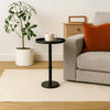 Ara 22 Inch Side End Table, Vintage Sleek Pillar Base, Round Tray Top, Matte Black By The Urban Port