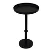 Ara 22 Inch Side End Table, Vintage Sleek Pillar Base, Round Tray Top, Matte Black By The Urban Port