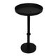 Ara 22 Inch Side End Table, Vintage Sleek Pillar Base, Round Tray Top, Matte Black By The Urban Port
