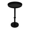 Ara 12 Inch Side End Table Vintage Sleek Pillar Base Round Tray Top Matte Black The Urban Port UPT-298840