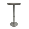 Ara 12 Inch Side End Table Vintage Sleek Pillar Base Round Tray Top Matte Nickel Finish The Urban Port UPT-298841