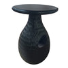 14 Inch Side End Table, Artisan Handcrafted Mango Wood, Embossed Teardrop Shaped Base, Black The Urban Port
