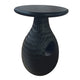 14 Inch Side End Table, Artisan Handcrafted Mango Wood, Embossed Teardrop Shaped Base, Black The Urban Port