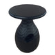 14 Inch Side End Table, Artisan Handcrafted Mango Wood, Embossed Teardrop Shaped Base, Black The Urban Port