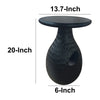 14 Inch Side End Table, Artisan Handcrafted Mango Wood, Embossed Teardrop Shaped Base, Black The Urban Port
