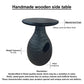 14 Inch Side End Table Artisan Handcrafted Mango Wood Embossed Teardrop Shaped Base Black The Urban Port UPT-299121