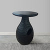 14 Inch Side End Table, Artisan Handcrafted Mango Wood, Embossed Teardrop Shaped Base, Black The Urban Port