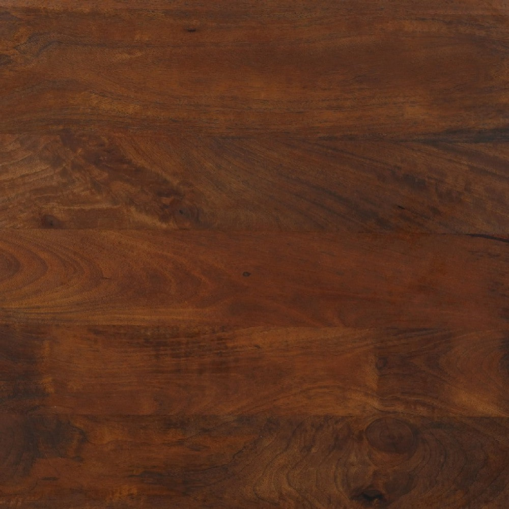 35 Inch Coffee Table, Handcrafted Round Mango Wood Top, Modern Curved Tripod Legs, Walnut Brown The Urban Port