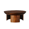 35 Inch Coffee Table, Handcrafted Round Mango Wood Top, Modern Curved Tripod Legs, Walnut Brown The Urban Port