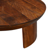 35 Inch Coffee Table, Handcrafted Round Mango Wood Top, Modern Curved Tripod Legs, Walnut Brown The Urban Port