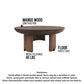 35 Inch Coffee Table Handcrafted Round Mango Wood Top Modern Curved Tripod Legs Walnut Brown The Urban Port UPT-299123