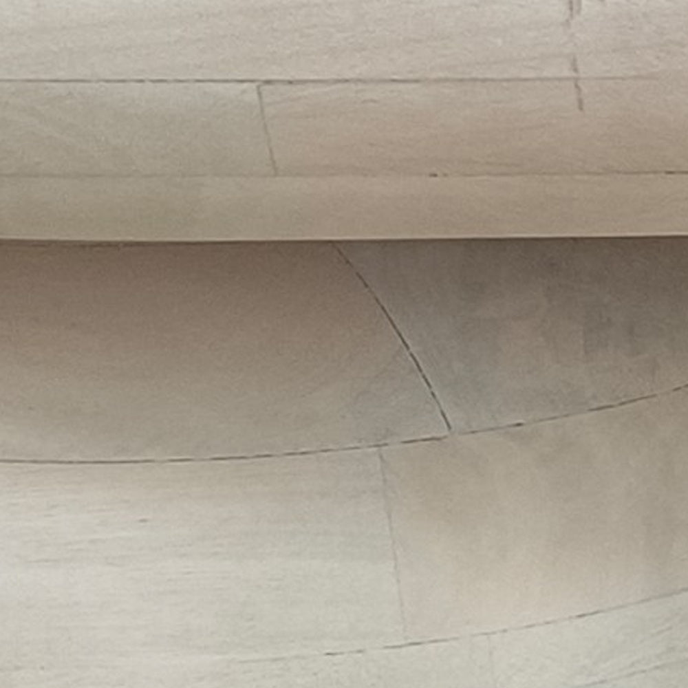 38 Inch Coffee Table, Oblong Mango Wood Top with a Modern Ball Leg, Washed White The Urban Port