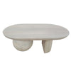 38 Inch Coffee Table, Oblong Mango Wood Top with a Modern Ball Leg, Washed White The Urban Port