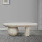 38 Inch Coffee Table Oblong Mango Wood Top with a Modern Ball Leg Washed White The Urban Port UPT-299124