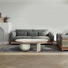 38 Inch Coffee Table, Oblong Mango Wood Top with a Modern Ball Leg, Washed White The Urban Port
