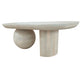 38 Inch Coffee Table, Oblong Mango Wood Top with a Modern Ball Leg, Washed White The Urban Port
