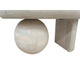 38 Inch Coffee Table, Oblong Mango Wood Top with a Modern Ball Leg, Washed White The Urban Port