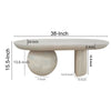 38 Inch Coffee Table Oblong Mango Wood Top with a Modern Ball Leg Washed White The Urban Port UPT-299124