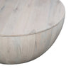37 Inch Round Coffee Table Handcrafted Drum Shape with Storage Washed White Mango Wood The Urban Port UPT-299715