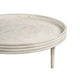33 Inch Coffee Table Solid Mango Wood Handcrafted Round Grooved Raised Edge Distressed White The Urban Port UPT-299717
