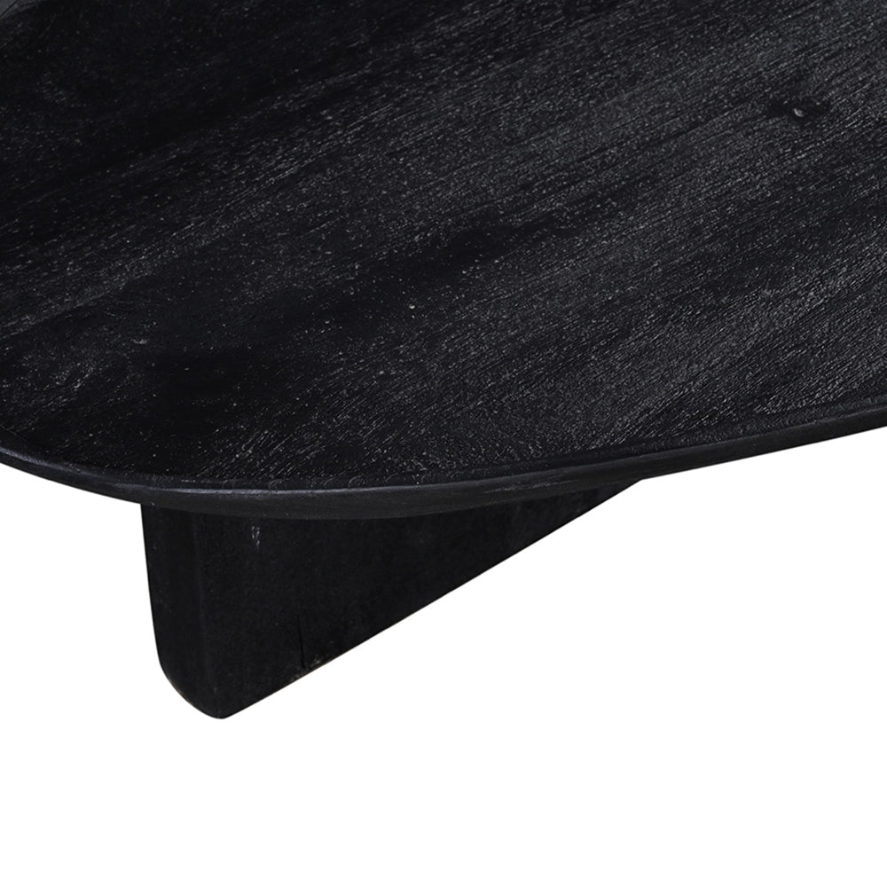 39 Inch Coffee Table Set of 2 Mango Wood Triangular Tray Top Washed White Black The Urban Port UPT-301507