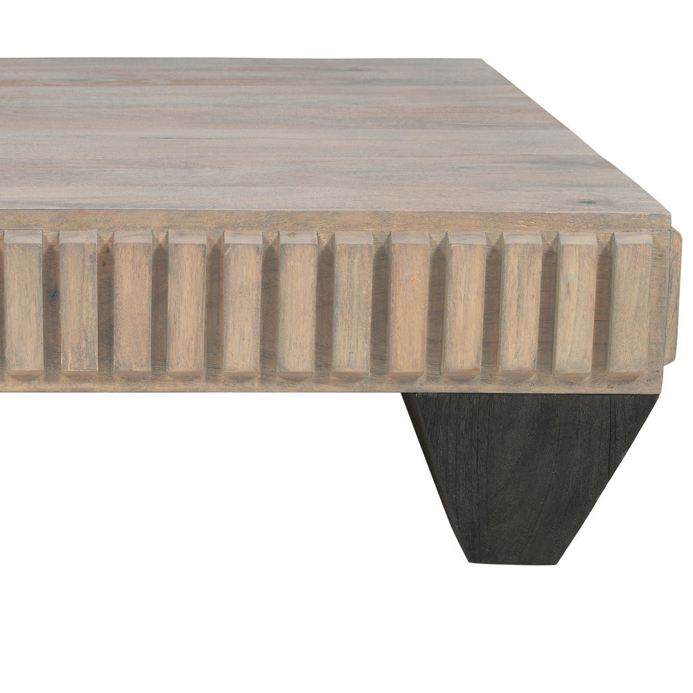 Tokyo Coffee Table | 36 Inch Square | Sandblasted Light Gray Black Finish Mango Wood | By The Urban Port