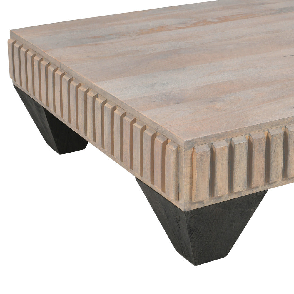 Tokyo Coffee Table | 36 Inch Square | Sandblasted Light Gray Black Finish Mango Wood | By The Urban Port