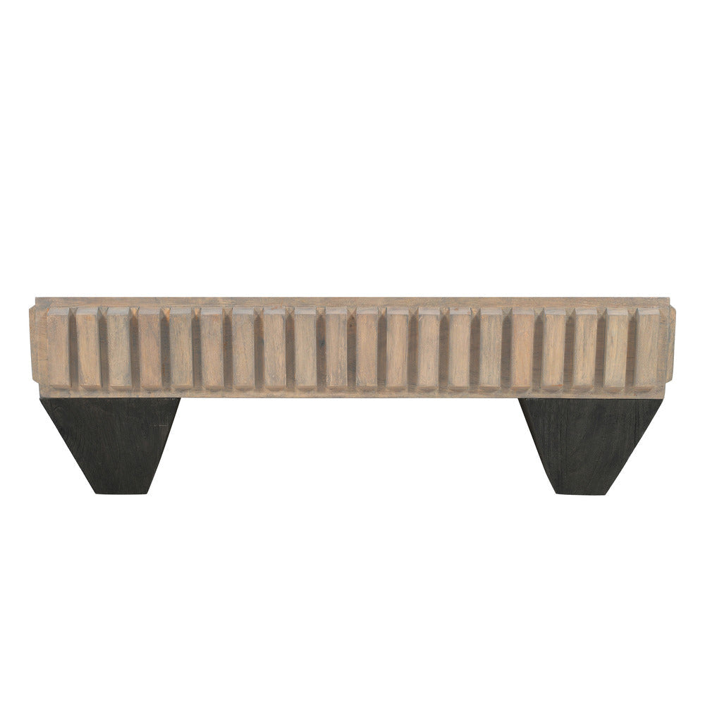 Tokyo Coffee Table | 36 Inch Square | Sandblasted Light Gray Black Finish Mango Wood | By The Urban Port