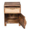 Mia 23 Inch Nightstand, Woven Rattan Cabinet Door and Drawer, Handcrafted Natural Brown Mango Wood The Urban Port