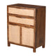 Mia 35 Inch Tall Dresser Chest Woven Rattan Cabinet Doors and Drawer Fronts Handcrafted Natural Mango Wood The Urban Port UPT-301716
