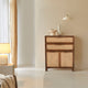 Mia 35 Inch Tall Dresser Chest Woven Rattan Cabinet Doors and Drawer Fronts Handcrafted Natural Mango Wood The Urban Port UPT-301716