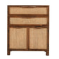 Mia 35 Inch Tall Dresser Chest, Woven Rattan Cabinet Doors and Drawer Fronts, Handcrafted Natural Mango Wood The Urban Port